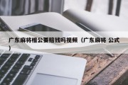 广东麻将相公要赔钱吗视频（广东麻将 公式）