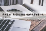 麻将直播广东话什么意思（打麻将直播是什么软件）