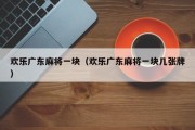 欢乐广东麻将一块（欢乐广东麻将一块几张牌）