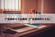 广东麻将十三幺摸码（广东麻将的十三幺）