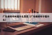 广东麻将对叫是什么意思（广东麻将对子是什么）