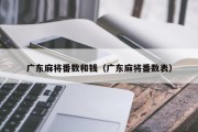 广东麻将番数和钱（广东麻将番数表）