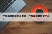 广东麻将白板怎么看马（广东麻将白板变中马）