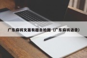 广东麻将文案有趣自拍图（广东麻将语录）