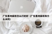 广东惠州麻将怎么打的好（广东惠州麻将有什么诀窍）