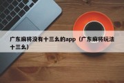 广东麻将没有十三幺的app（广东麻将玩法十三幺）