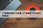 广东麻将中的十三幺是（广东麻将十三幺有几种胡法）
