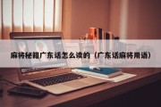 麻将秘籍广东话怎么读的（广东话麻将用语）